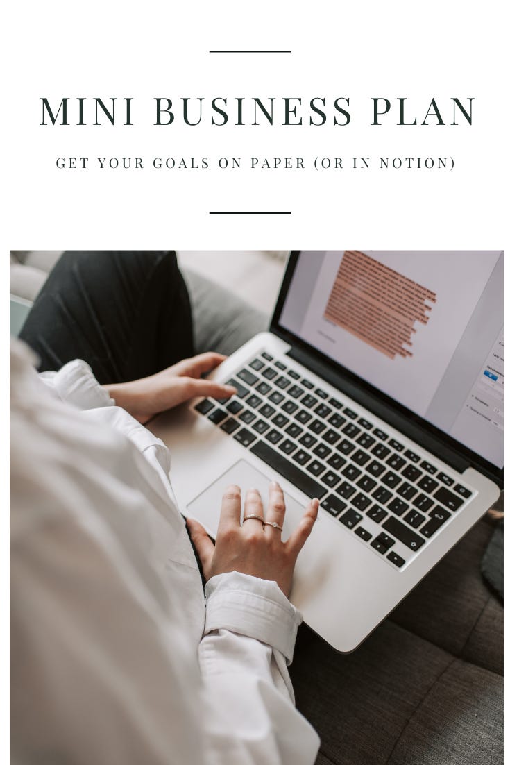 Create a mini business plan